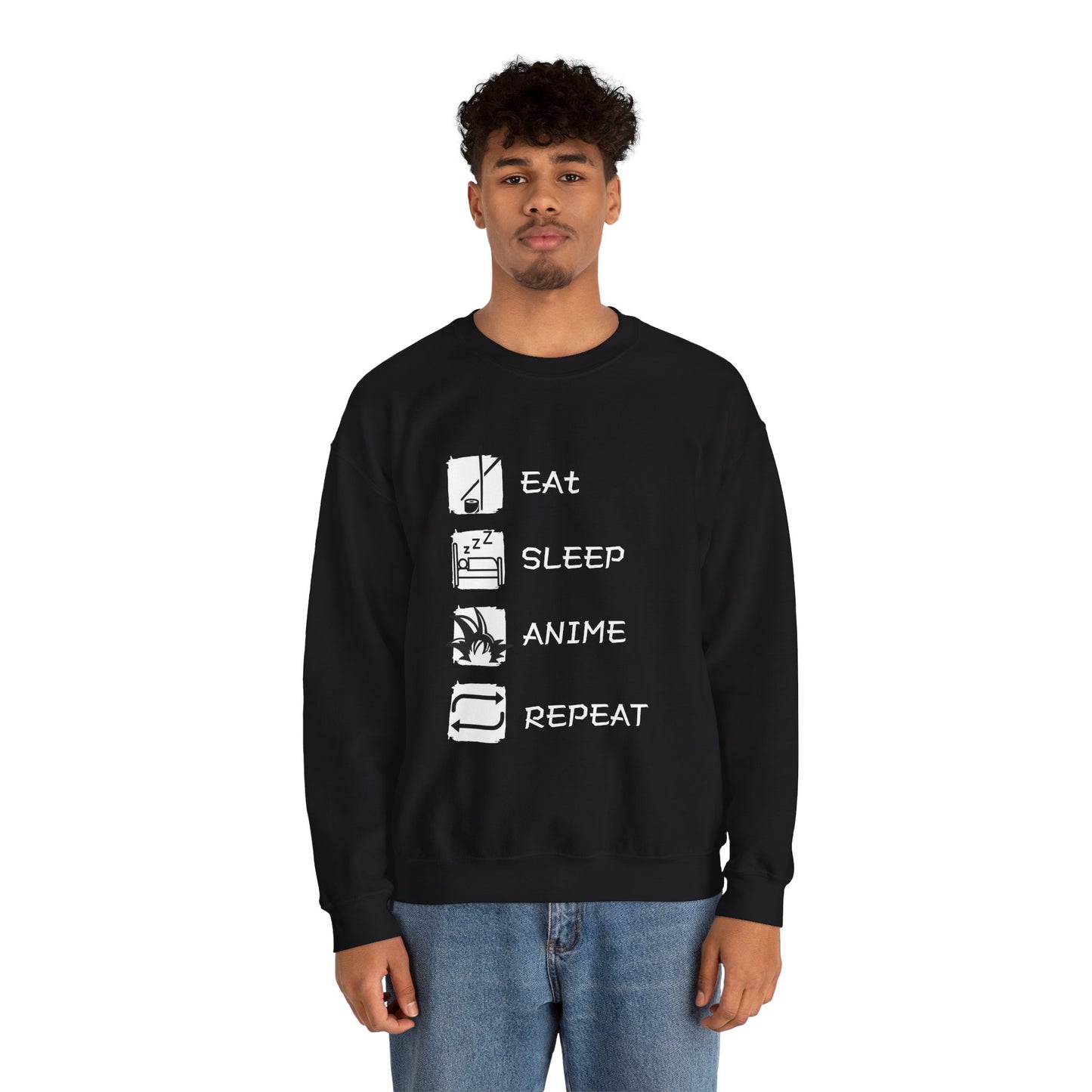 Eat sleep anime repeat Adult Sweatshirt