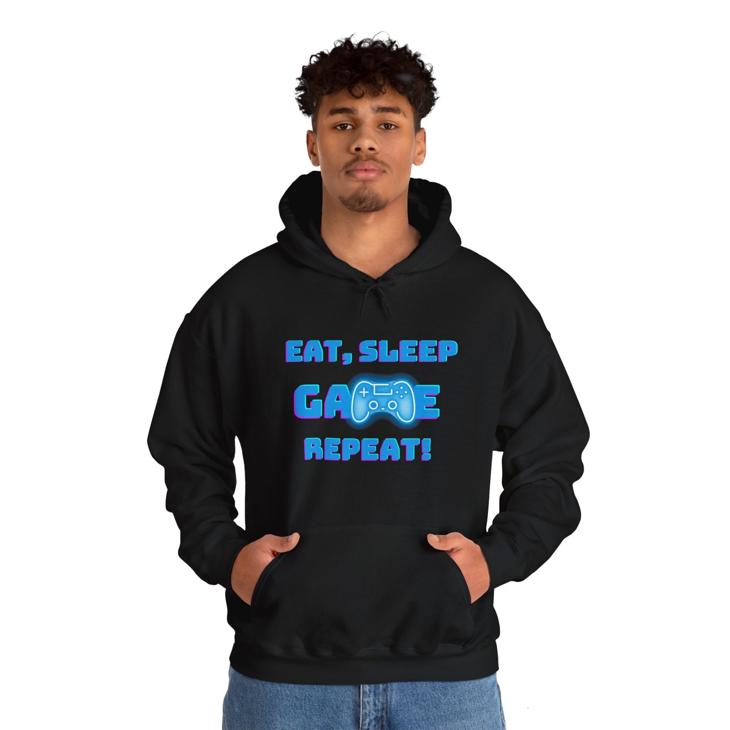 Eat sleep game repeat Adult Hoodie