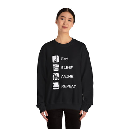 Eat sleep anime repeat Adult Sweatshirt