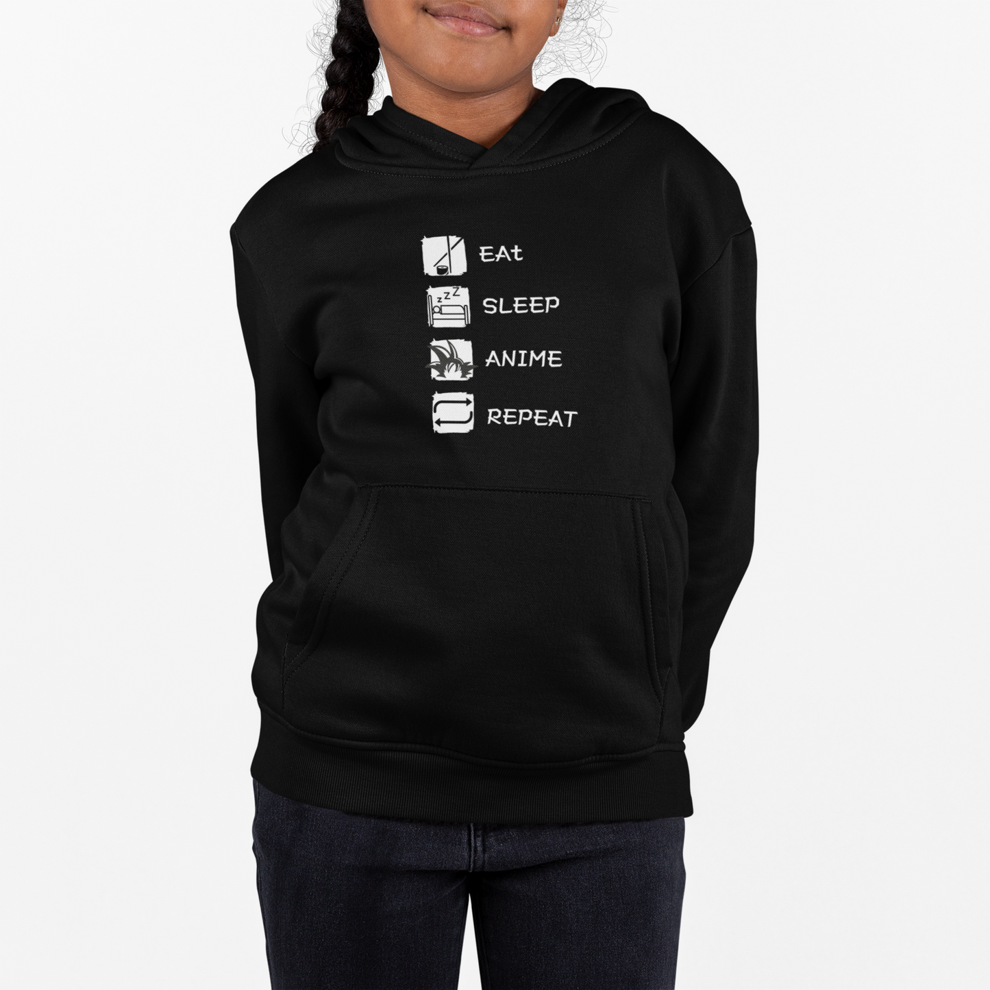 Eat sleep anime repeat Kids Hoodie