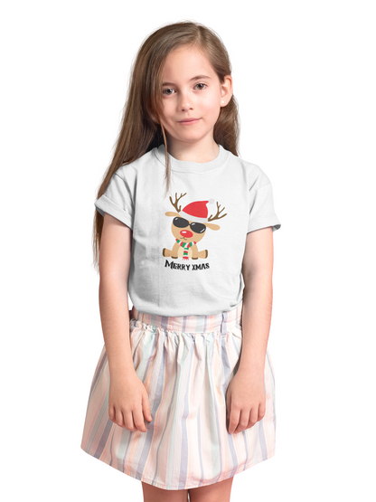 Merry Xmas Reindeer  T-Shirt | Fun Holiday Kids Tee