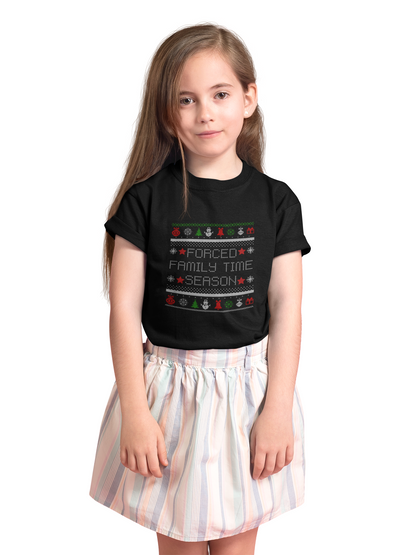 Forced Family Time Christmas T-Shirt | Fun Holiday Kids Tee