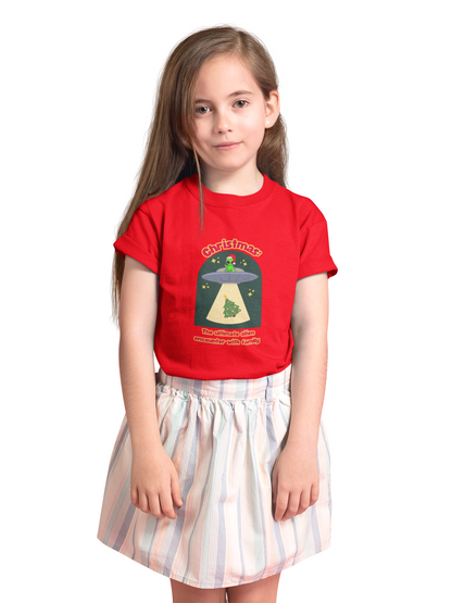 UFO Christmas Abduction T-Shirt | Fun Holiday Kids Tee